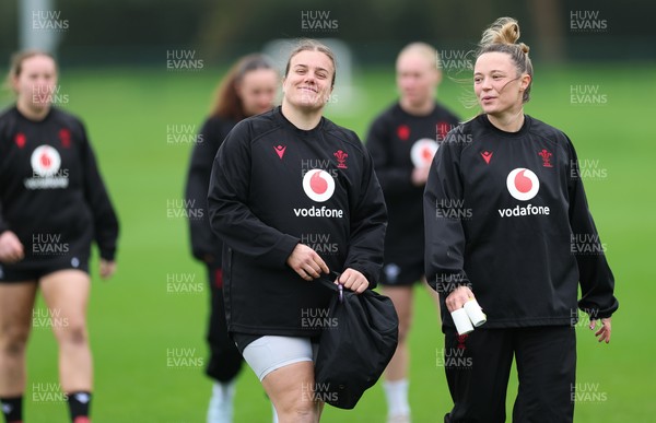 030426 - Wales Women Rugby Training session - Carys Phillips and Alisha Joyce during training ahead of the start of the Women’s 6 Nations