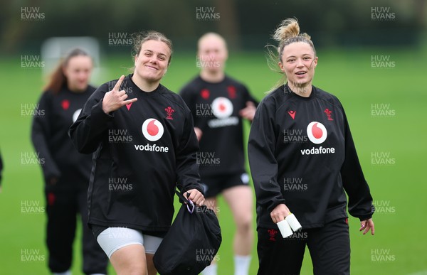 030426 - Wales Women Rugby Training session - Carys Phillips and Alisha Joyce during training ahead of the start of the Women’s 6 Nations