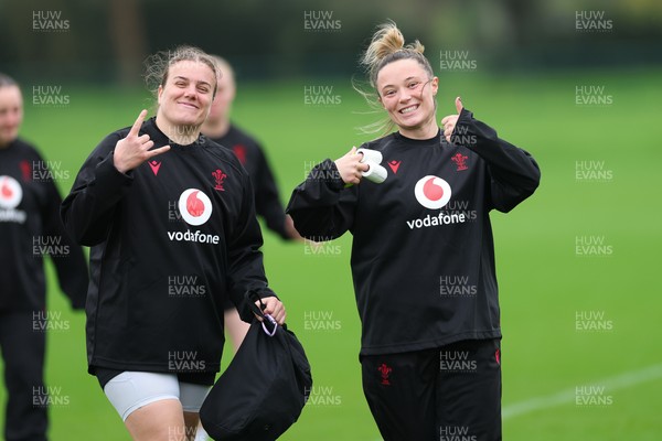 030426 - Wales Women Rugby Training session - Carys Phillips and Alisha Joyce during training ahead of the start of the Women’s 6 Nations