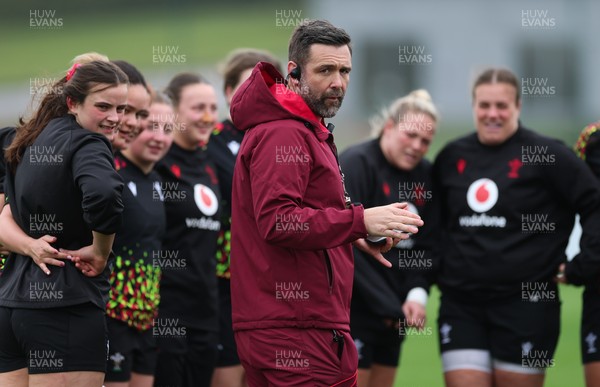 030426 - Wales Women Rugby Training session - Steve Salvin, Wales Women interim forwards coach, during training ahead of the start of the Women’s 6 Nations
