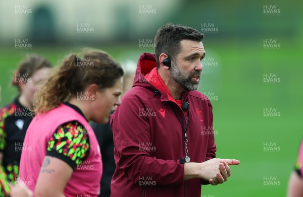 030426 - Wales Women Rugby Training session - Steve Salvin, Wales Women interim forwards coach, during training ahead of the start of the Women’s 6 Nations