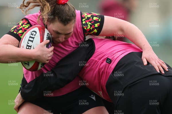 030426 - Wales Women Rugby Training session - Gwenllian Pyrs during training ahead of the start of the Women’s 6 Nations