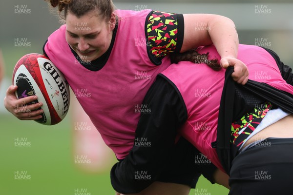 030426 - Wales Women Rugby Training session - Gwenllian Pyrs during training ahead of the start of the Women’s 6 Nations