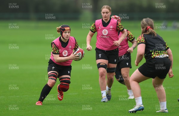 030426 - Wales Women Rugby Training session - Bethan Lewis and Tilly Vucaj during training ahead of the start of the Women’s 6 Nations