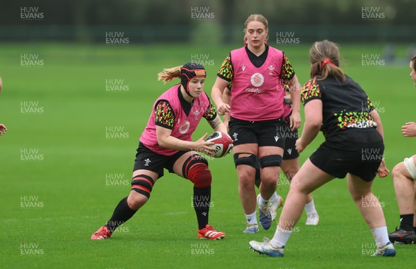 030426 - Wales Women Rugby Training session - Bethan Lewis and Tilly Vucaj during training ahead of the start of the Women’s 6 Nations