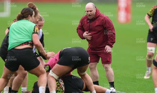 030426 - Wales Women Rugby Training session - Sean Lynn, Wales Women head coach during training ahead of the start of the Women’s 6 Nations