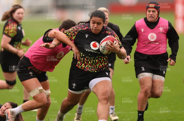 030426 - Wales Women Rugby Training session - Sisilia Tuipulotu during training ahead of the start of the Women’s 6 Nations