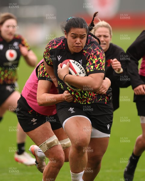 030426 - Wales Women Rugby Training session - Sisilia Tuipulotu during training ahead of the start of the Women’s 6 Nations