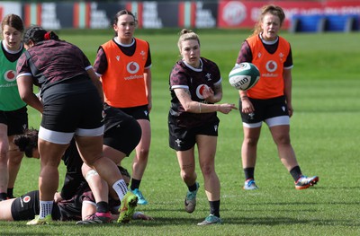 040424 - Wales Women’s Rugby Training Session - Keira Bevan during training session ahead of Wales’ next Women’s 6 Nations match against Ireland