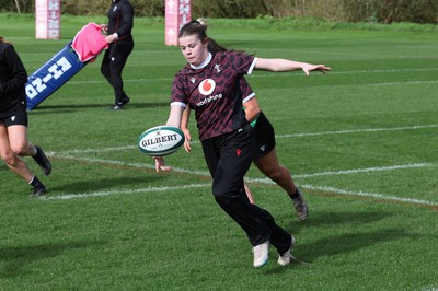 040424 - Wales Women’s Rugby Training Session - Mollie Wilkinson during training session ahead of Wales’ next Women’s 6 Nations match against Ireland