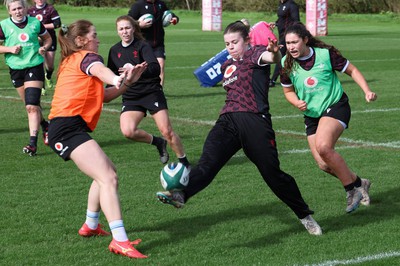 040424 - Wales Women’s Rugby Training Session - Mollie Wilkinson during training session ahead of Wales’ next Women’s 6 Nations match against Ireland