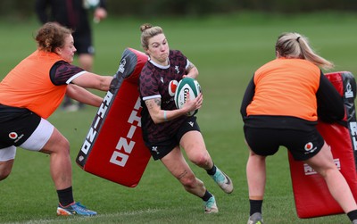 040424 - Wales Women’s Rugby Training Session - Keira Bevan during training session ahead of Wales’ next Women’s 6 Nations match against Ireland