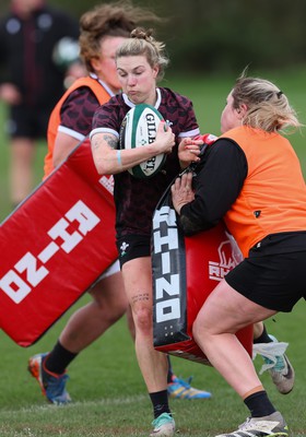 040424 - Wales Women’s Rugby Training Session - Keira Bevan during training session ahead of Wales’ next Women’s 6 Nations match against Ireland