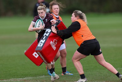 040424 - Wales Women’s Rugby Training Session - Keira Bevan during training session ahead of Wales’ next Women’s 6 Nations match against Ireland