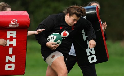 040424 - Wales Women’s Rugby Training Session - Carys Phillips during training session ahead of Wales’ next Women’s 6 Nations match against Ireland