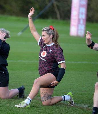 040424 - Wales Rugby Training session ahead of their game against Ireland - Georgia Evans  during training