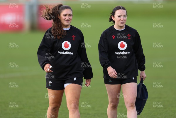 040424 - Wales Women’s Rugby Training Session - Gwennan Hopkins and Sian Jones during training session ahead of Wales’ next Women’s 6 Nations match against Ireland