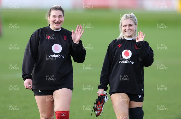 040424 - Wales Women’s Rugby Training Session - Gwenllian Pyrs and Alex Callender during training session ahead of Wales’ next Women’s 6 Nations match against Ireland
