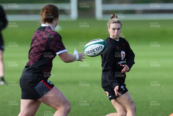 040424 - Wales Women’s Rugby Training Session - Keira Bevan during training session ahead of Wales’ next Women’s 6 Nations match against Ireland