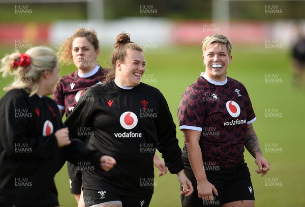 170518 - Wales Rugby Training session ahead of their game against Ireland - Carys Phillips and Donna Rose during training