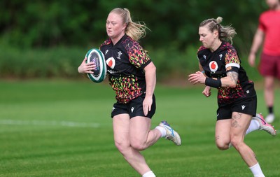 050526 - Wales Women Rugby Training Session - Seren Lockwood and Keira Bevan during training ahead of the 6 Nations match against Ireland