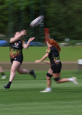 050526 - Wales Women Rugby Training Session - Gwenllian Pyrs and Georgia Evans during training ahead of the 6 Nations match against Ireland