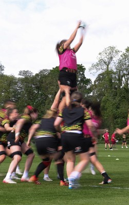 050526 - Wales Women Rugby Training Session - Wales run though line out drills during training ahead of the 6 Nations match against Ireland