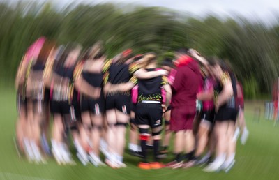 050526 - Wales Women Rugby Training Session - Wales Huddle up during training ahead of the 6 Nations match against Ireland
