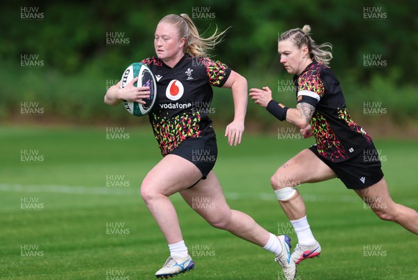 050526 - Wales Women Rugby Training Session - Seren Lockwood and Keira Bevan during training ahead of the 6 Nations match against Ireland