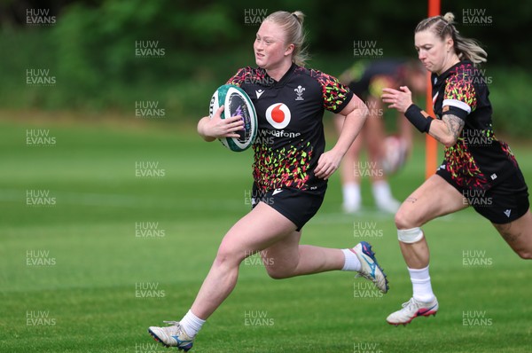 050526 - Wales Women Rugby Training Session - Seren Lockwood and Keira Bevan during training ahead of the 6 Nations match against Ireland