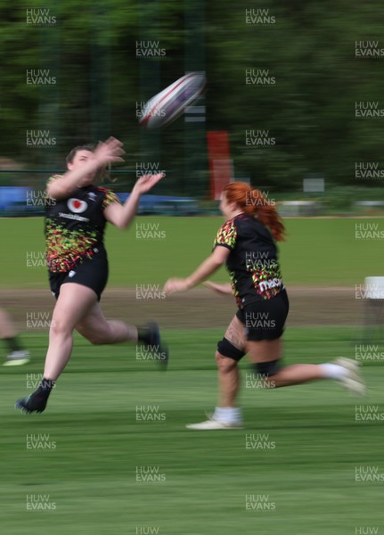 050526 - Wales Women Rugby Training Session - Gwenllian Pyrs and Georgia Evans during training ahead of the 6 Nations match against Ireland