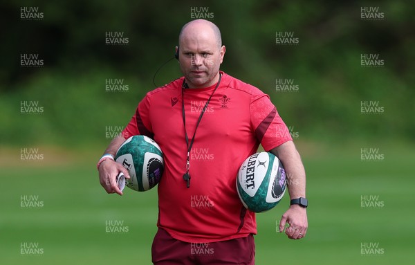 050526 - Wales Women Rugby Training Session - Sean Lynn, Wales Women head coach during training ahead of the 6 Nations match against Ireland