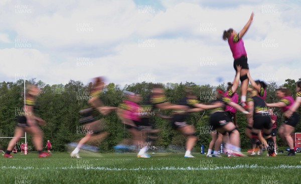 050526 - Wales Women Rugby Training Session - Wales run though line out drills during training ahead of the 6 Nations match against Ireland