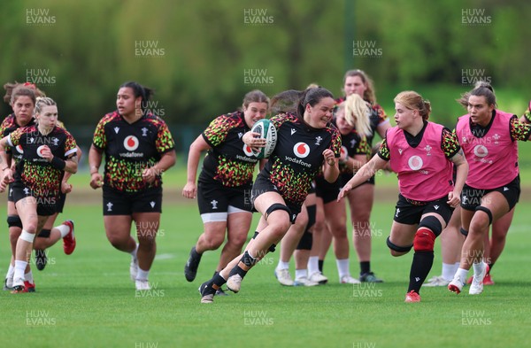 050526 - Wales Women Rugby Training Session - Jorja Aiono breaks away during training ahead of the 6 Nations match against Ireland