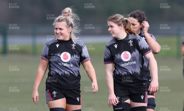 060423 -  Wales Women Rugby Squad - Alex Callender and Bethan Lewis during a training session ahead of their TicTok Women’s 6 Nations match against England