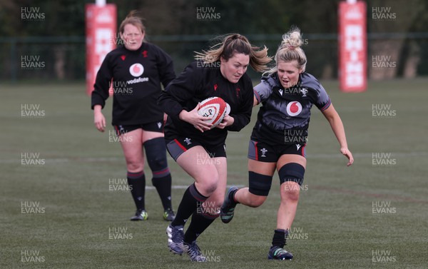 060423 -  Wales Women Rugby Squad - Cerys Hale and Alex Callender during a training session ahead of their TicTok Women’s 6 Nations match against England