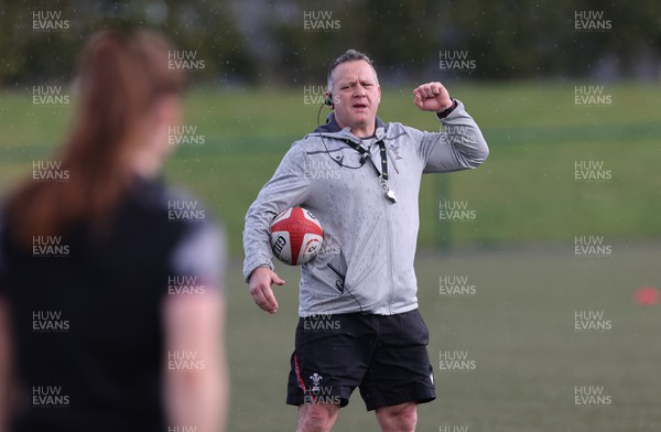 060423 -  Wales Women Rugby Squad - Wales assistant coach Shaun Connor during a training session ahead of their TicTok Women’s 6 Nations match against England