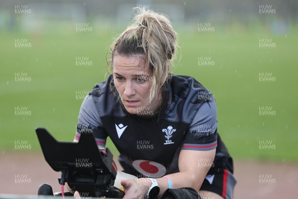 060423 -  Wales Women Rugby Squad - Kerin Lake worksout on a cycle during a training session ahead of their TicTok Women’s 6 Nations match against England