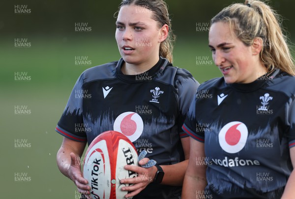 060423 -  Wales Women Rugby Squad - Amelia Tutt and Courtney Keight during a training session ahead of their TicTok Women’s 6 Nations match against England