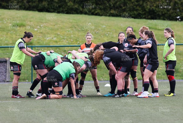 060423 -  Wales Women Rugby Squad - The Wales team scrum down during a training session ahead of their TicTok Women’s 6 Nations match against England