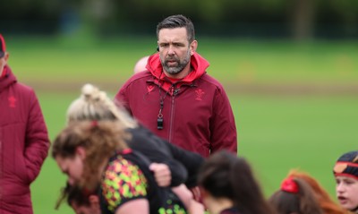 060526 - Wales Women Rugby Training Session - Steve Salvin, Wales Women interim forwards coach during training ahead of the 6 Nations match against Ireland