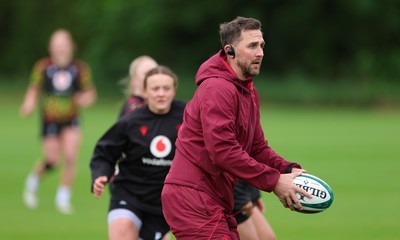 060526 - Wales Women Rugby Training Session - Ashley Beck, Wales Women interim attack coach during training ahead of the 6 Nations match against Ireland