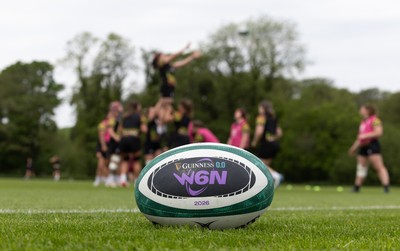 060526 - Wales Women Rugby Training Session - A match ball as the Wales team run through training ahead of the 6 Nations match against Ireland