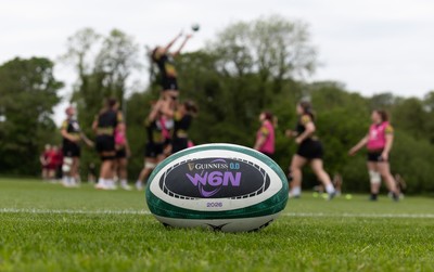 060526 - Wales Women Rugby Training Session - A match ball as the Wales team run through training ahead of the 6 Nations match against Ireland