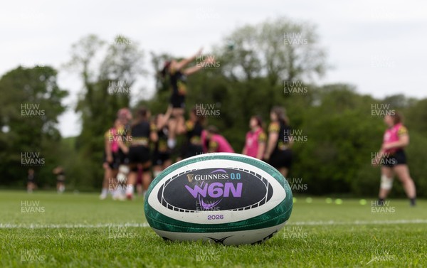 060526 - Wales Women Rugby Training Session - A match ball as the Wales team run through training ahead of the 6 Nations match against Ireland