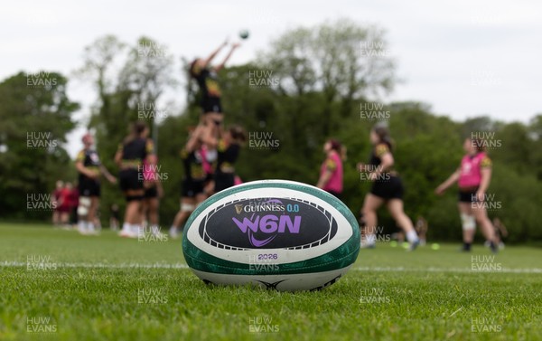 060526 - Wales Women Rugby Training Session - A match ball as the Wales team run through training ahead of the 6 Nations match against Ireland