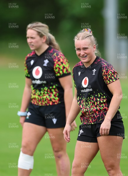 060526 - Wales Women Rugby Training Session - Seren Singleton and Freya Bell during training ahead of the 6 Nations match against Ireland