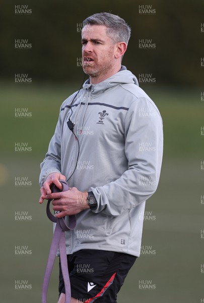 070323 - Wales Women Rugby Training Session - Strength and conditioning coach Eifion Roberts during training session