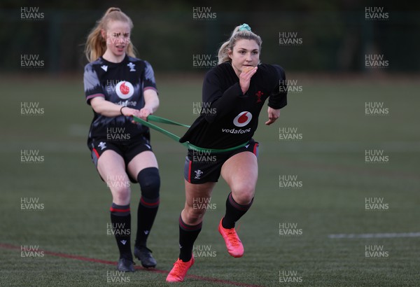 070323 - Wales Women Rugby Training Session - Lowri Norkett trains with Catherine Richards during training session