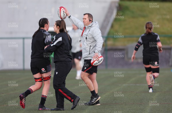 070323 - Wales Women Rugby Training Session - Head coach Ioan Cunningham during training session